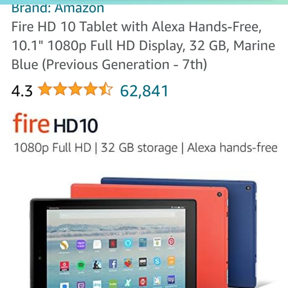 Fire HD Tablet 10.1 inch like new